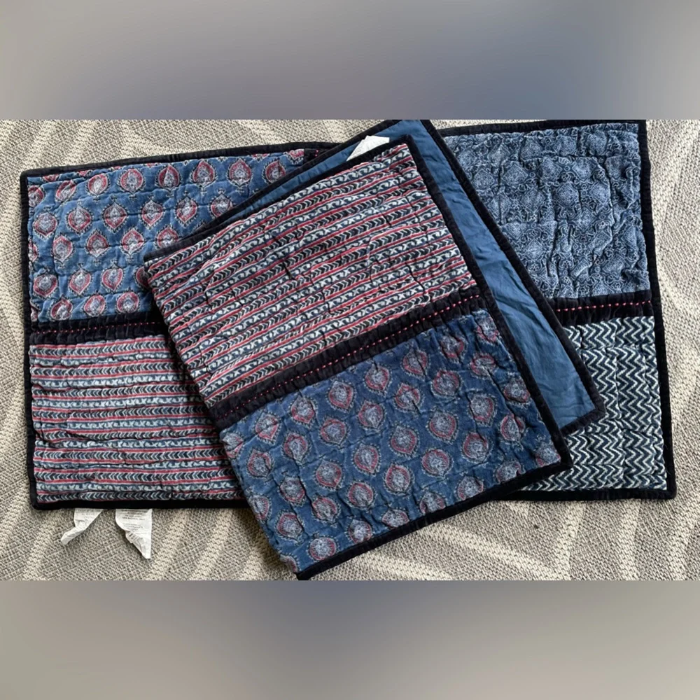 Pottery Barn velvet patchwork king shams set of 2 pillow covers cushions Jori